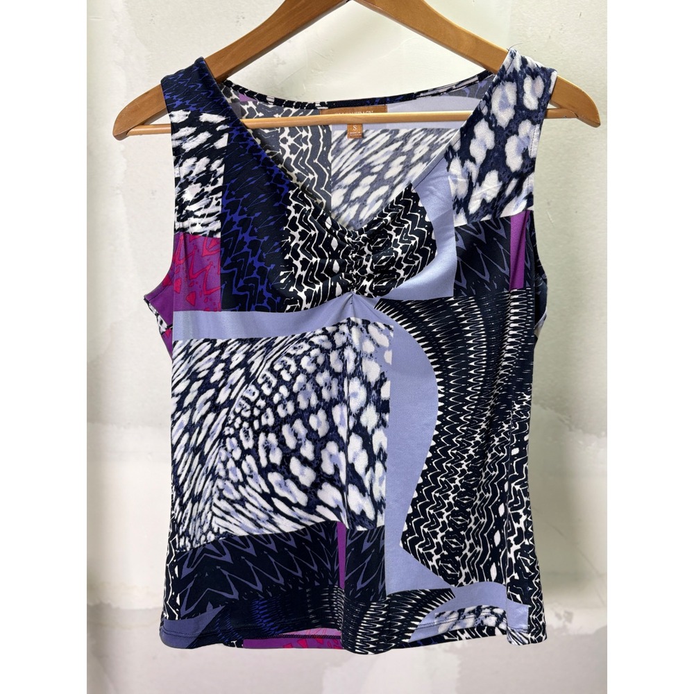 Ellen Tracy Womens Small V-Neck Sleeveless Tank‎ Top Abstract Geometric Print